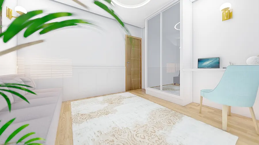 Quarto de hóspedes em tons claros